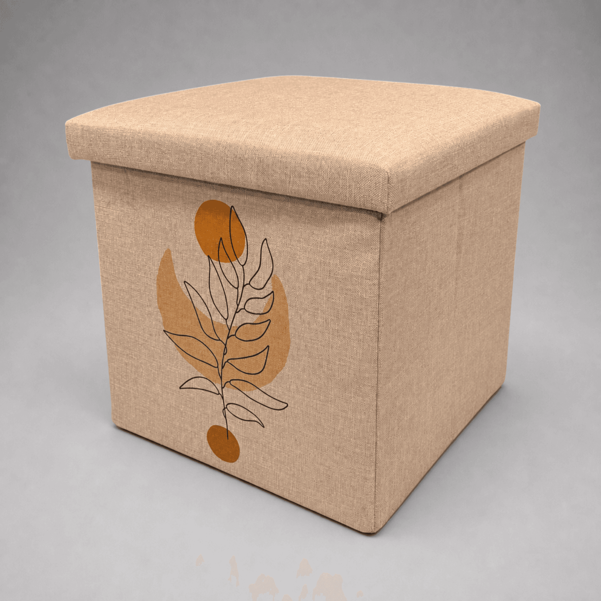 Beiger Hocker mit Pflanzenmotiv — Foto 1