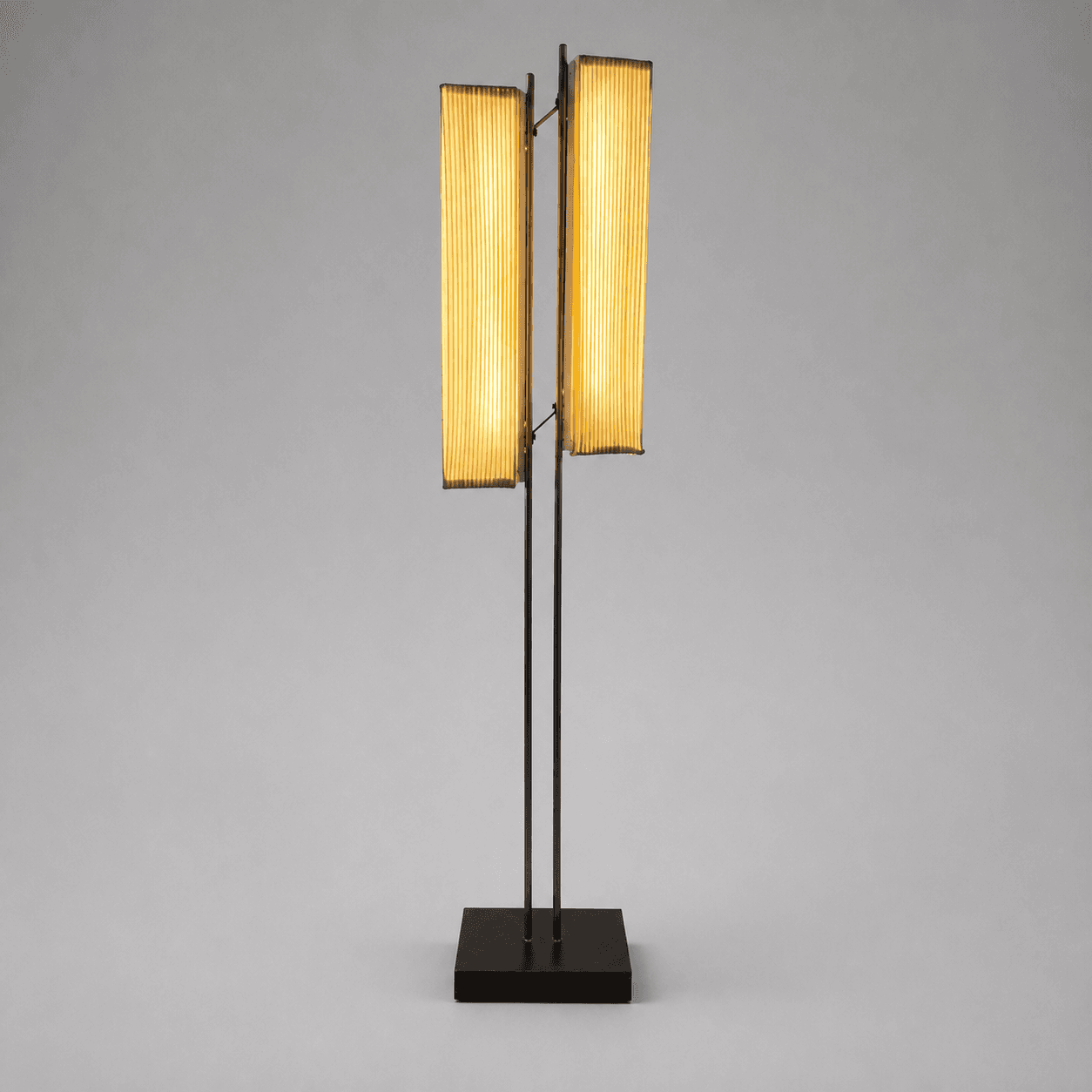 Double-Headed Floor Lamp with Pleated Shades — Photo 1