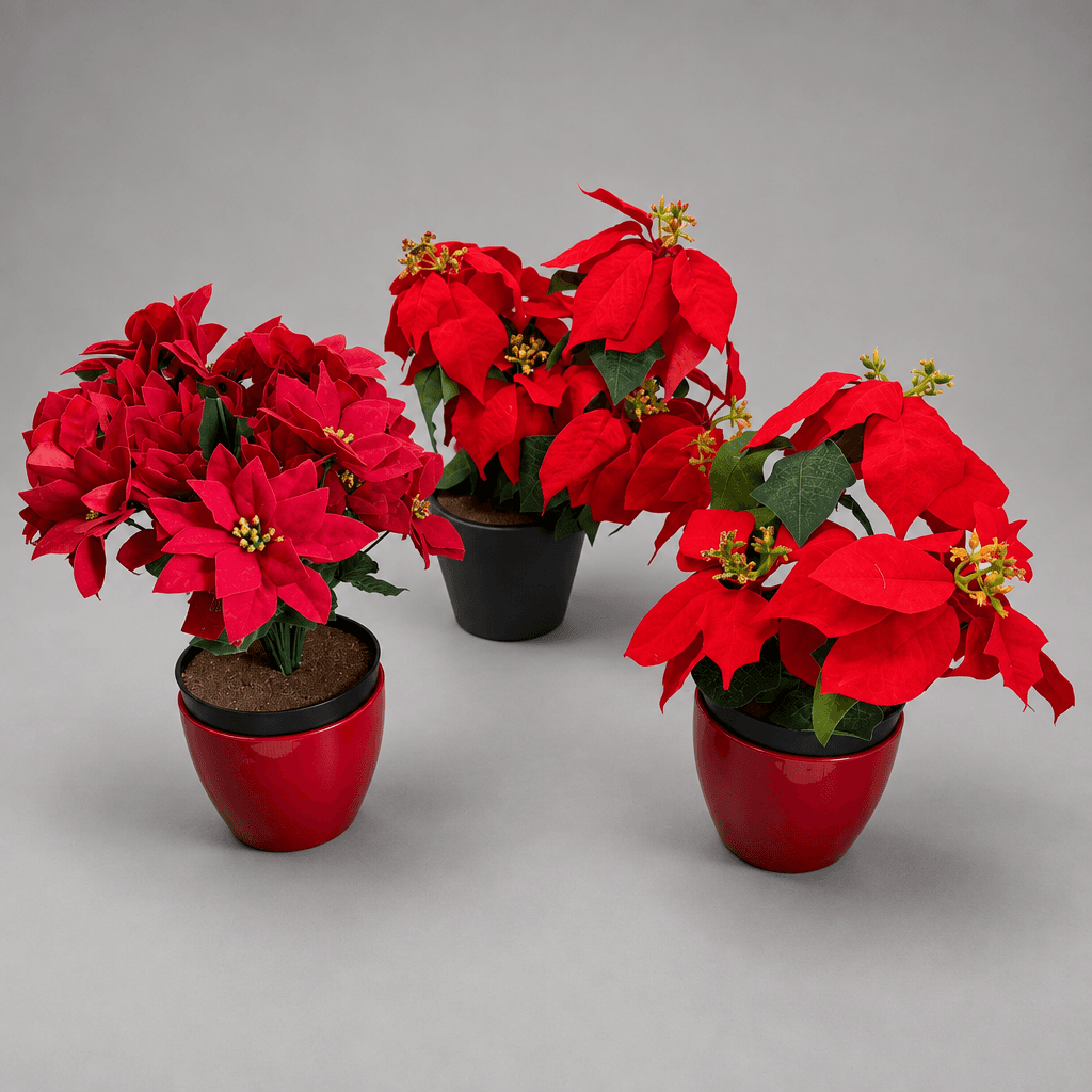 Artificial poinsettias in flower pots — Photo 1